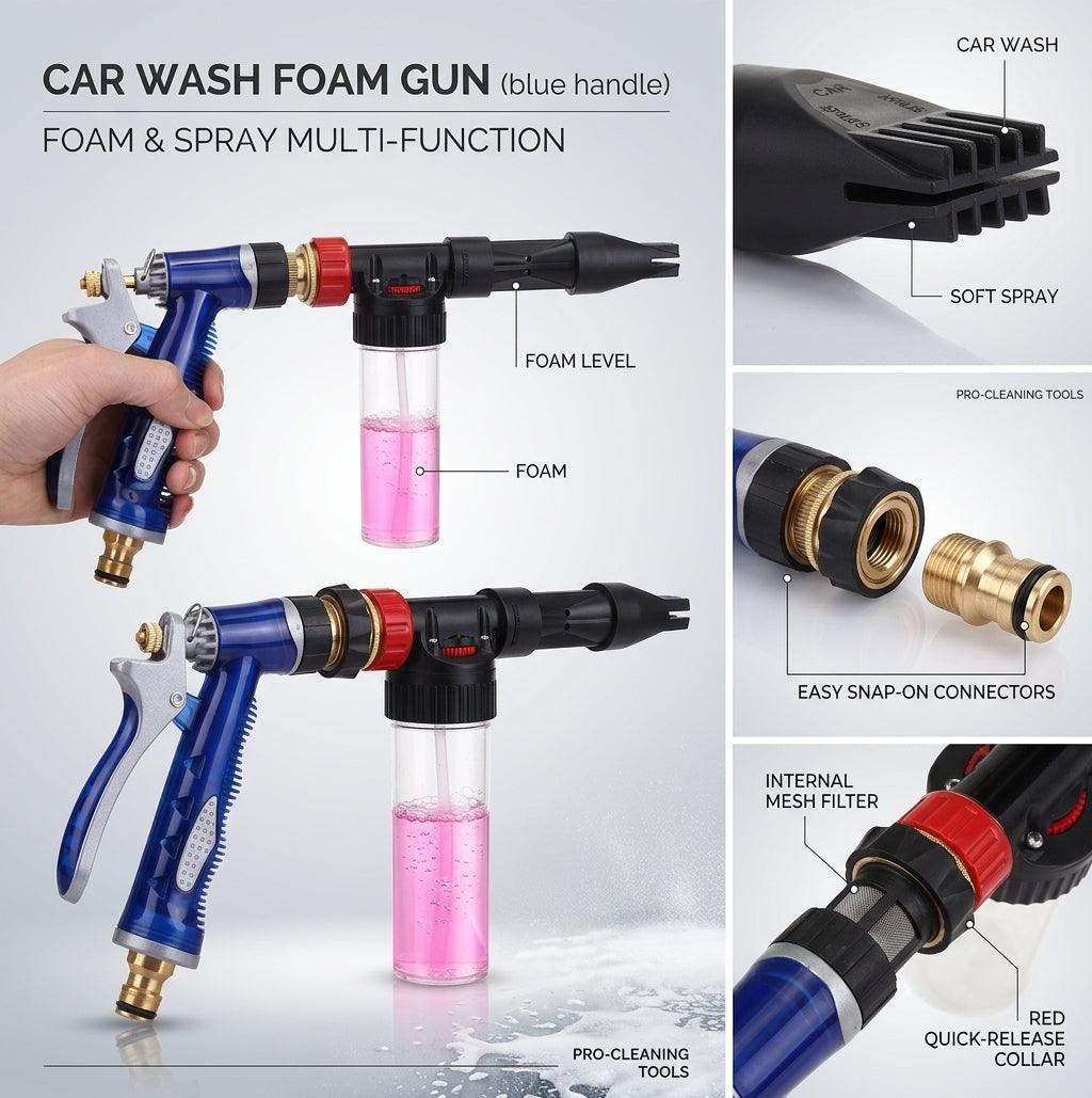 Multifunctional Foam Car Wash Water Gun – High-Pressure Car Cleaning Spray Nozzle